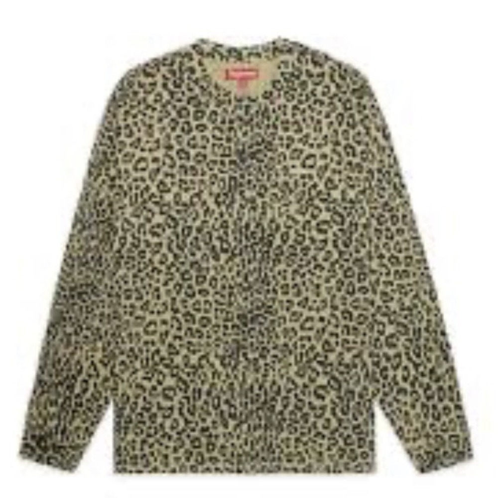 Men's Supreme Small Box Long Sleeeve Leopard T-shirt Size M Embroidered Logo